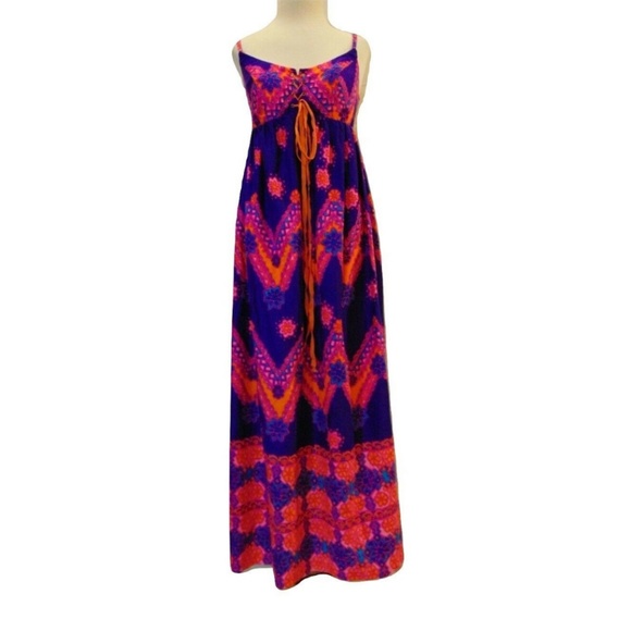 Vintage JR Bazaar 70's colorful maxi dress Sz M